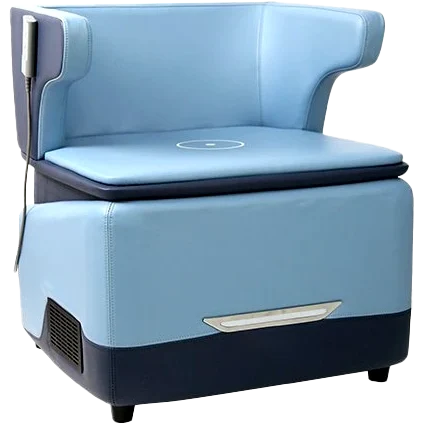 silla pelvisculpt color celeste y azul vista lateral derecho